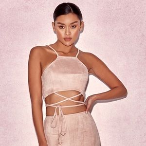 House of CB Marchesa Pink Suede Top